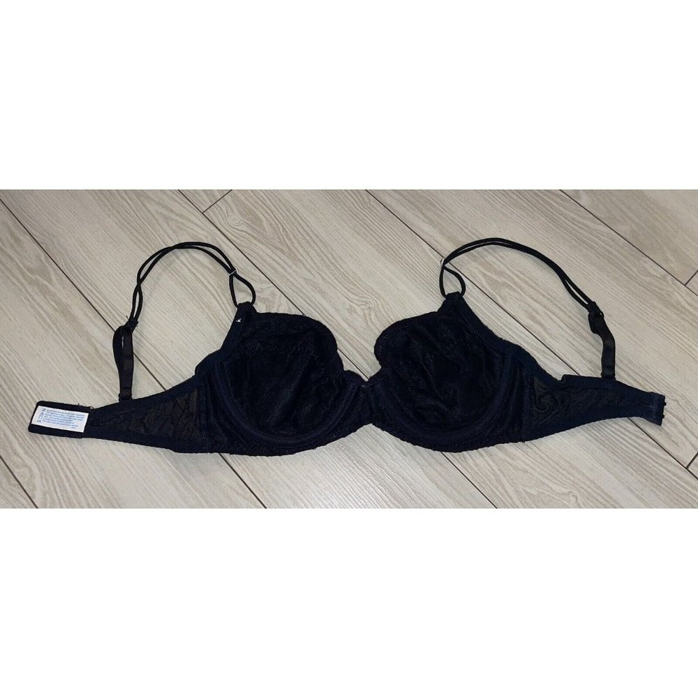 Vintage Maidenform French Demi 9197 Soft Cup Underwire Floral Womens 34C Black - Picture 5 of 6